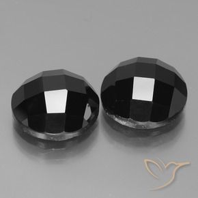 Gemas de Espinela Negro natural de 14.18 ct, Redondo, Opaco