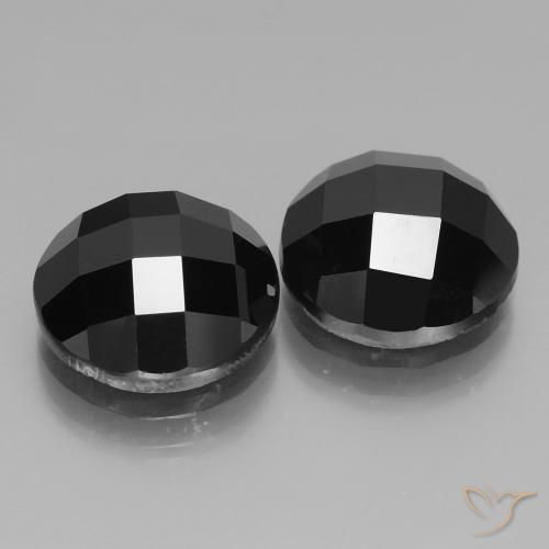 Gemas de Espinela Negro natural de 14.30 ct, Redondo, Opaco