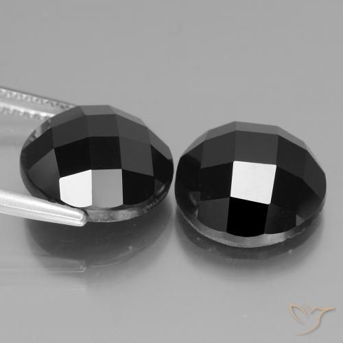 Gemas de Espinela Negro natural de 14.30 ct, Redondo, Opaco