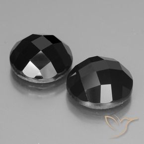 Gemas de Espinela Negro natural de 15.28 ct, Redondo, Opaco