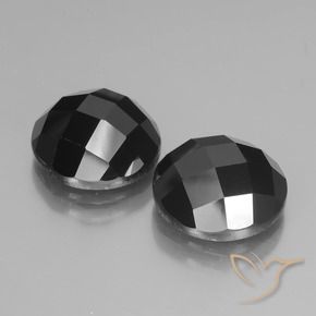 Gemas de Espinela Negro natural de 14.86 ct, Redondo, Opaco