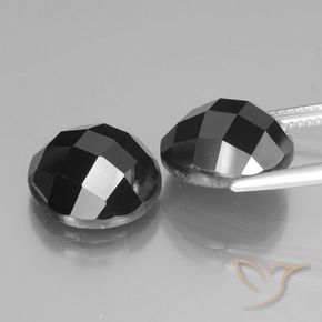 Gemas de Espinela Negro natural de 14.86 ct, Redondo, Opaco