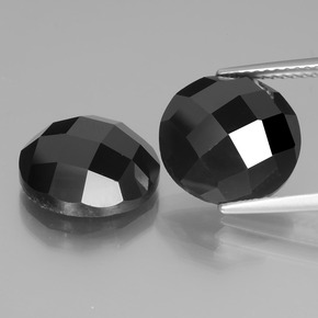 Gemas de Espinela Negro natural de 12.64 ct, Corte Redondo, Opaco