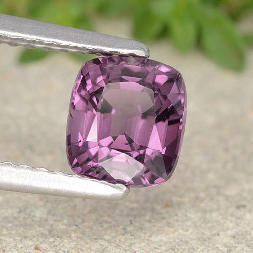 Espinela púrpura natural de 1,25 ct, corte cojín, VVS
