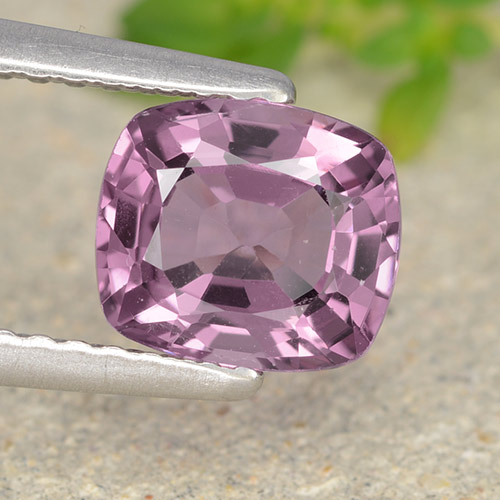 Espinela púrpura natural de 1,41 ct, corte cojín, VVS