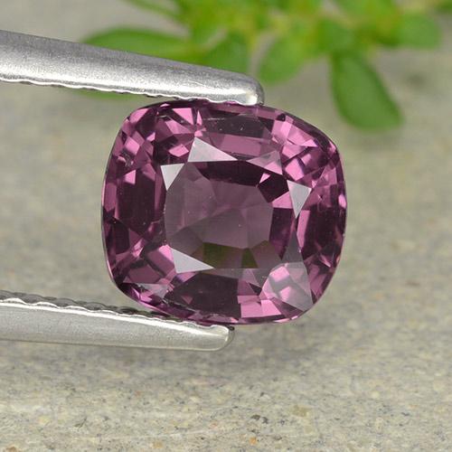 Espinela púrpura natural de 1,29 ct, corte cojín, VVS