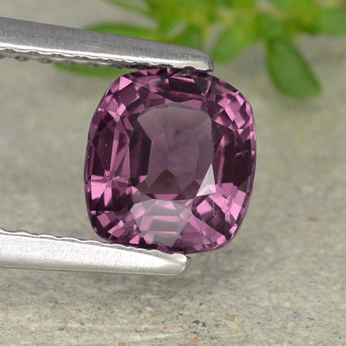 Espinela púrpura natural de 1,29 ct, corte cojín, VVS