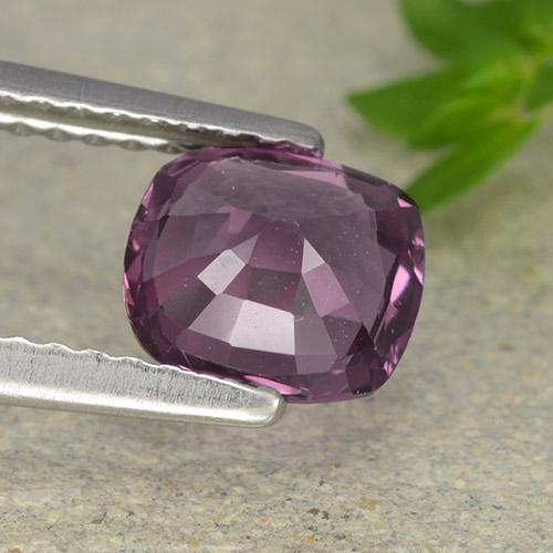 Espinela púrpura natural de 1,29 ct, corte cojín, VVS