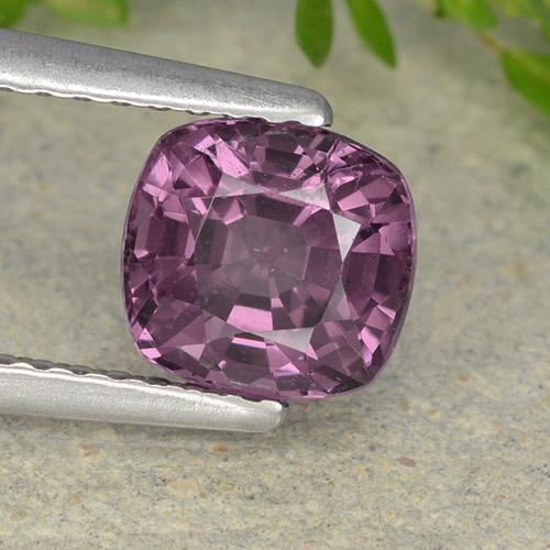 Espinela púrpura natural de 1,46 ct, corte cojín, VS