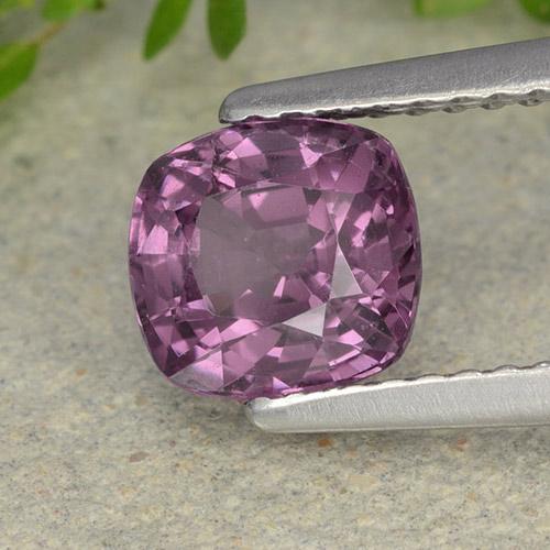 Espinela púrpura natural de 1,46 ct, corte cojín, VS