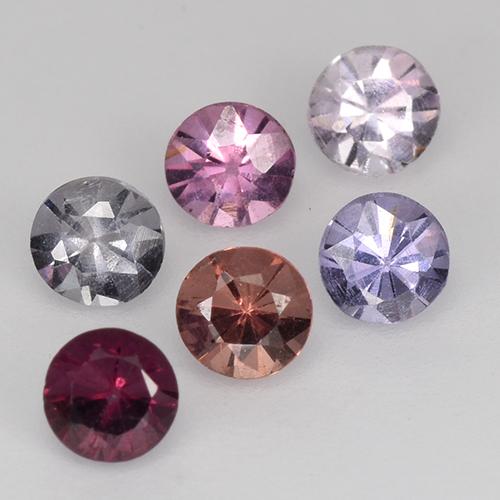 Gemas de espinela multicolor natural de 0,93 ct, corte redondo, VS