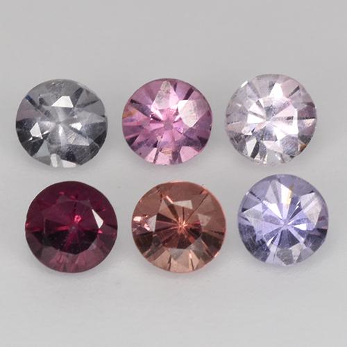 Gemas de espinela multicolor natural de 0,93 ct, corte redondo, VS