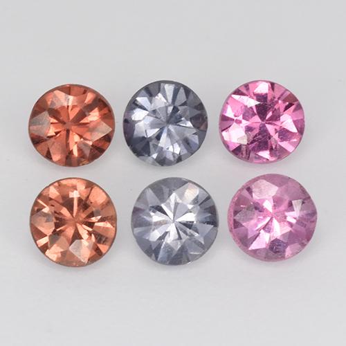 Gemas de espinela multicolor natural de 1,01 ct, corte redondo, VS