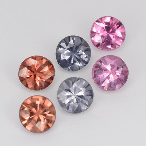 Gemas de espinela multicolor natural de 1,01 ct, corte redondo, VS