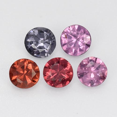 Gemas de Espinela Multicolor natural de 0.81 ct, Corte Redondo, VS