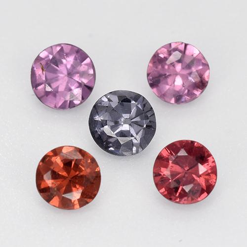 Gemas de Espinela Multicolor natural de 0.81 ct, Corte Redondo, VS