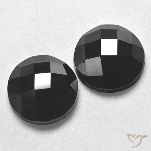 Gemas de Espinela Negro natural de 6.96 ct, Redondo, Opaco