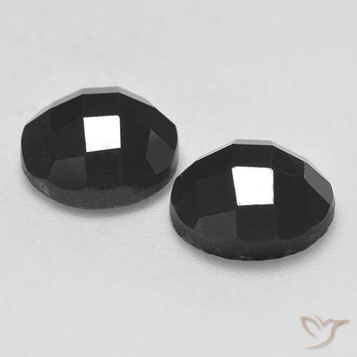 Gemas de Espinela Negro natural de 6.96 ct, Redondo, Opaco