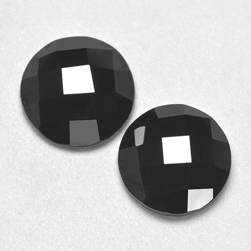 Gemas de Espinela Negro natural de 6.42 ct, Corte Redondo, Opaco
