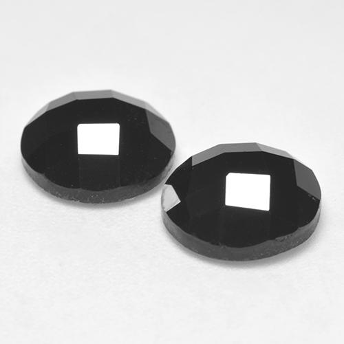 Gemas de Espinela Negro natural de 6.42 ct, Corte Redondo, Opaco