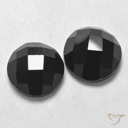 Gemas de Espinela Negro natural de 6.82 ct, Redondo, Opaco
