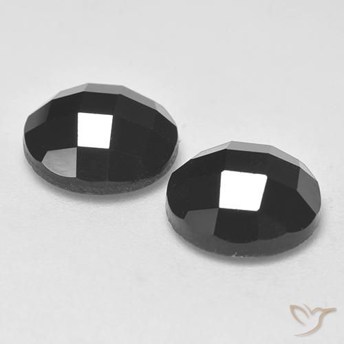 Gemas de Espinela Negro natural de 6.82 ct, Redondo, Opaco
