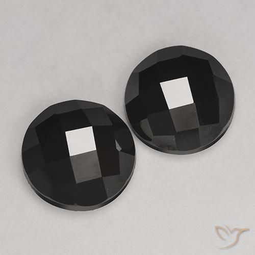 Gemas de Espinela Negro natural de 6.94 ct, Redondo, Opaco