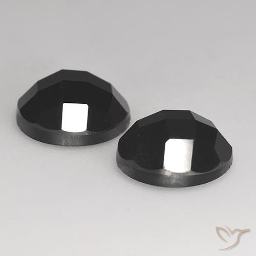 Gemas de Espinela Negro natural de 6.94 ct, Redondo, Opaco