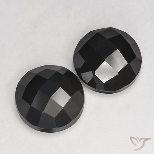 Gemas de Espinela Negro natural de 7.77 ct, Redondo, Opaco