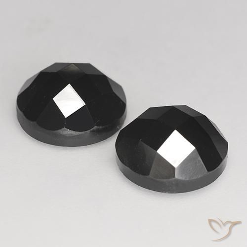 Gemas de Espinela Negro natural de 7.77 ct, Redondo, Opaco