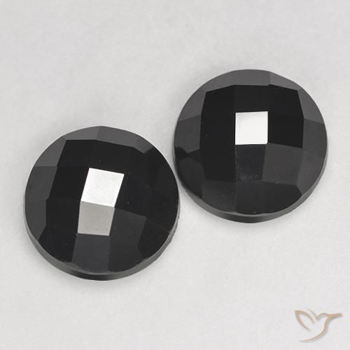 Gemas de Espinela Negro natural de 7.04 ct, Redondo, Opaco