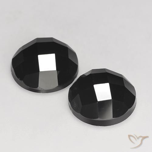 Gemas de Espinela Negro natural de 6.82 ct, Redondo, Opaco