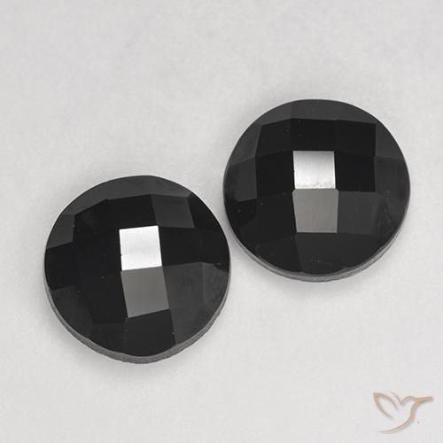 Gemas de Espinela Negro natural de 7.37 ct, Redondo, Opaco