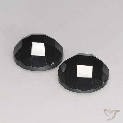 Gemas de Espinela Negro natural de 6.52 ct, Redondo, Opaco