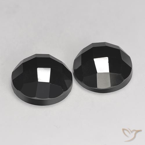 Gemas de Espinela Negro natural de 7.55 ct, Redondo, Opaco