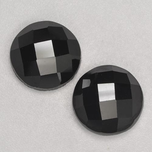 Gemas de Espinela Negro natural de 6.94 ct, Corte Redondo, Opaco