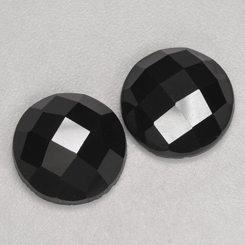 Gemas de Espinela Negro natural de 6.94 ct, Corte Redondo, Opaco