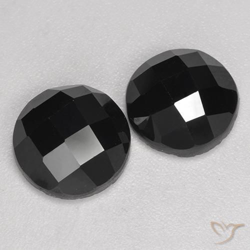 Gemas de Espinela Negro natural de 6.89 ct, Redondo, Opaco