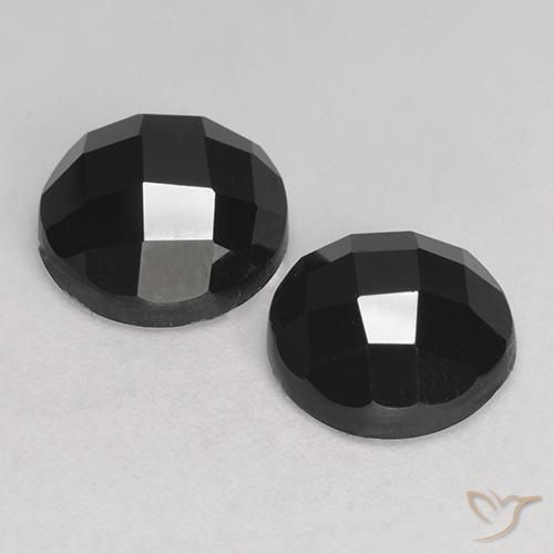 Gemas de Espinela Negro natural de 6.89 ct, Redondo, Opaco