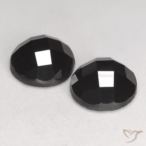 Gemas de Espinela Negro natural de 6.77 ct, Redondo, Opaco