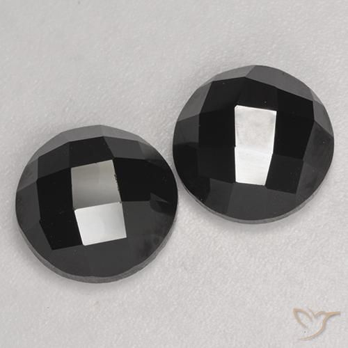 Gemas de Espinela Negro natural de 7.84 ct, Redondo, Opaco