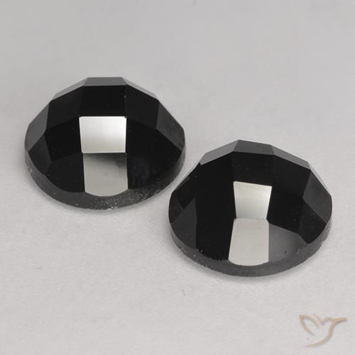 Gemas de Espinela Negro natural de 7.84 ct, Redondo, Opaco