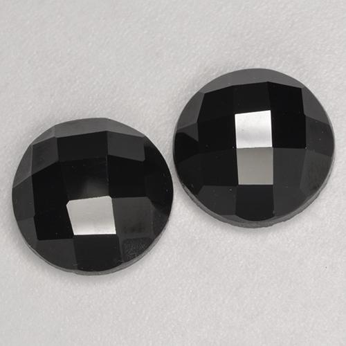 Gemas de Espinela Negro natural de 6.71 ct, Corte Redondo, Opaco
