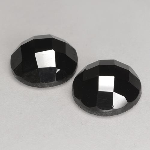 Gemas de Espinela Negro natural de 6.71 ct, Corte Redondo, Opaco