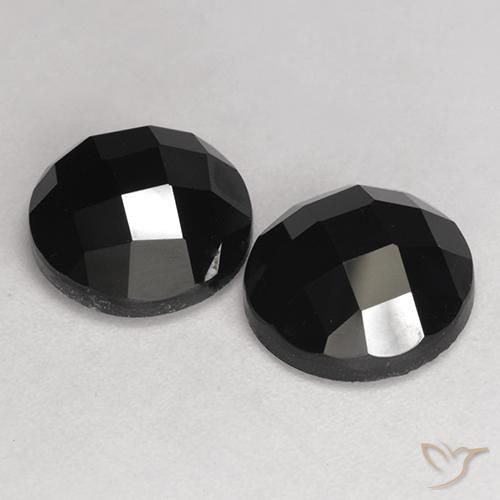 Gemas de Espinela Negro natural de 6.98 ct, Redondo, Opaco