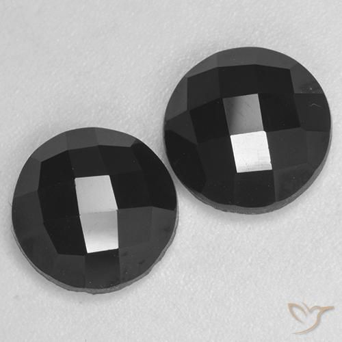 Gemas de Espinela Negro natural de 7.21 ct, Redondo, Opaco