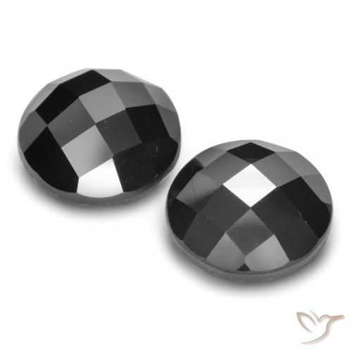 Gemas de Espinela Negro natural de 12.77 ct, Redondo, Opaco