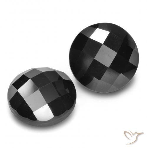 Gemas de Espinela Negro natural de 14.91 ct, Redondo, Opaco