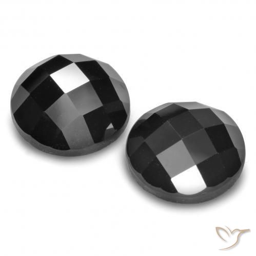 Gemas de Espinela Negro natural de 14.91 ct, Redondo, Opaco