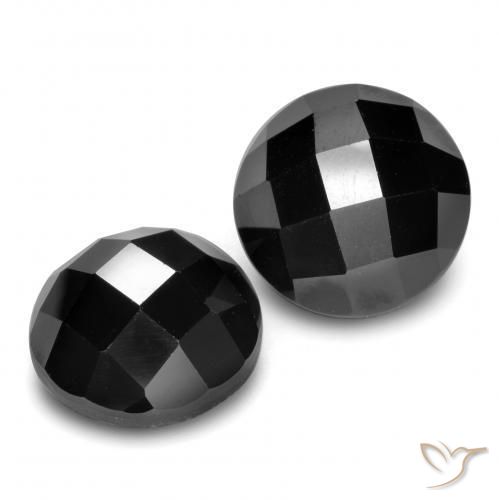 Gemas de Espinela Negro natural de 14.65 ct, Redondo, Opaco